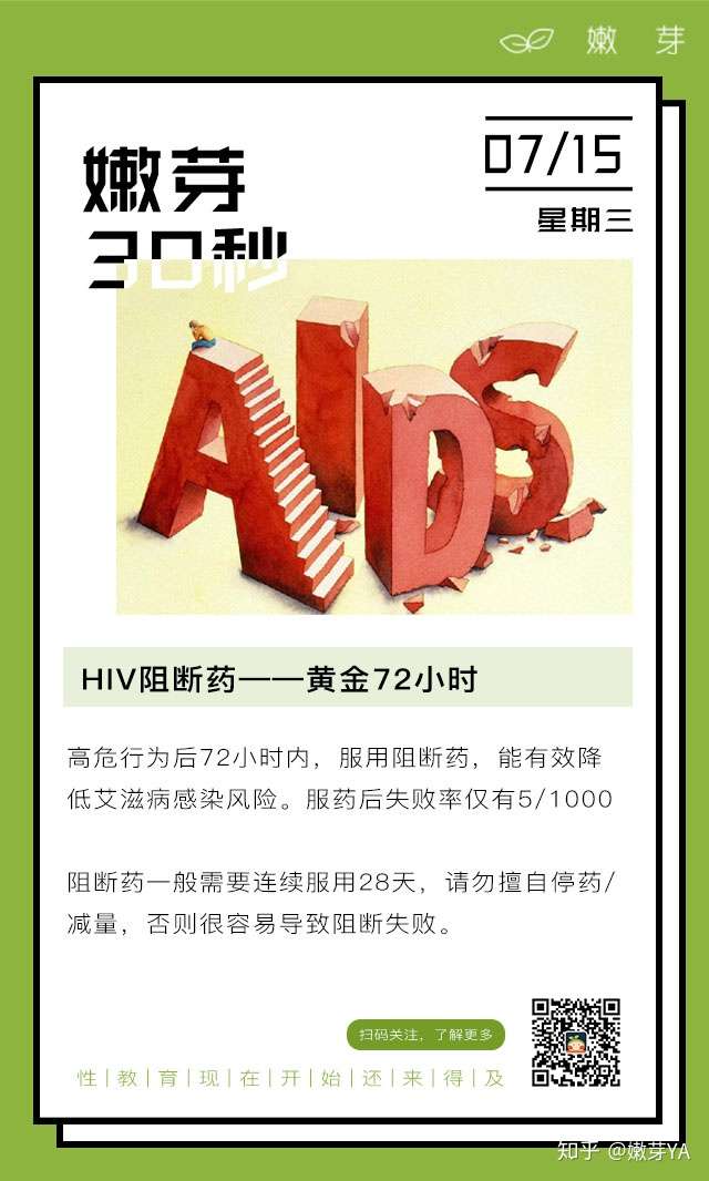 发条盒子box 的想法: #性教育# #嫩芽30秒# 艾滋病也有阻断药!