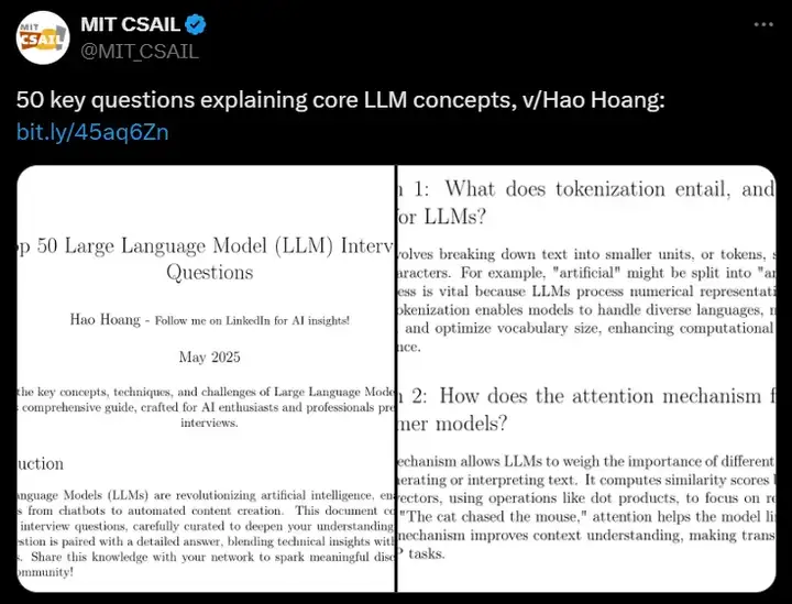 信息过载时代，如何真正「懂」LLM？从MIT分享的50个面试题开始