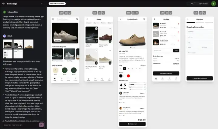 我测了Google Stitch：AI 直接出 UI 源文件，Figma 的压力不小了......
