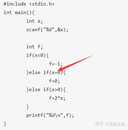 c语言,这个分段函数输入x=5或者>0的数,为什么结果都等于0? - 知乎