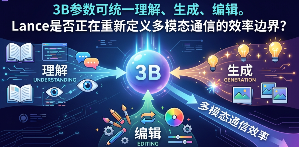 3B 参数就能统一理解+生成+编辑，Lance 是在重新定义多模态的效率边界吗？