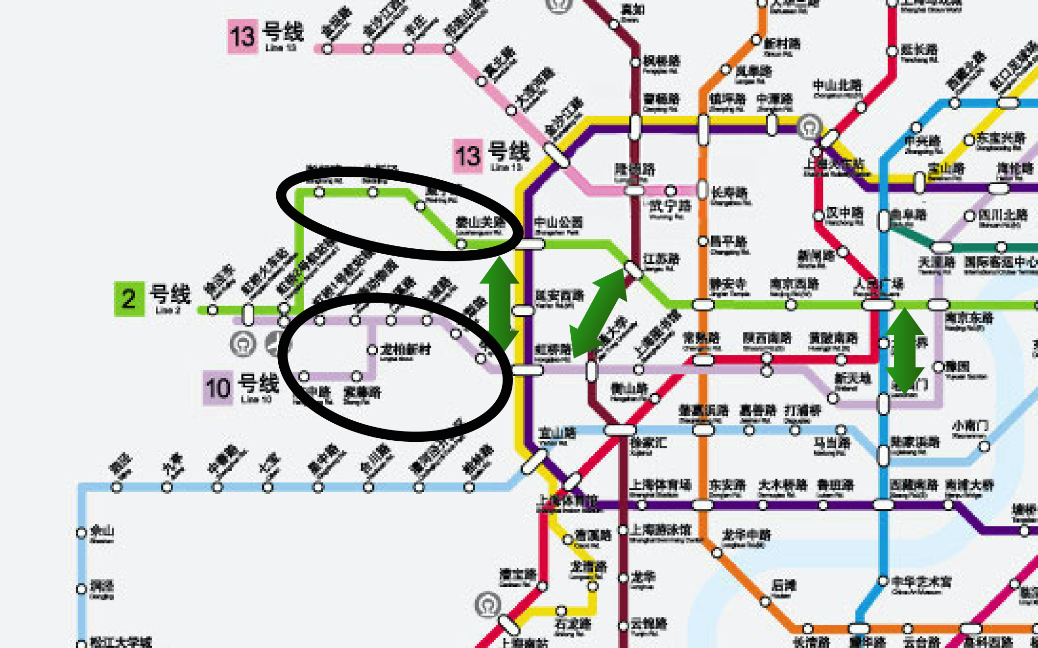 上海地铁10号线上下行方向两条轨道为何交换了位置? 