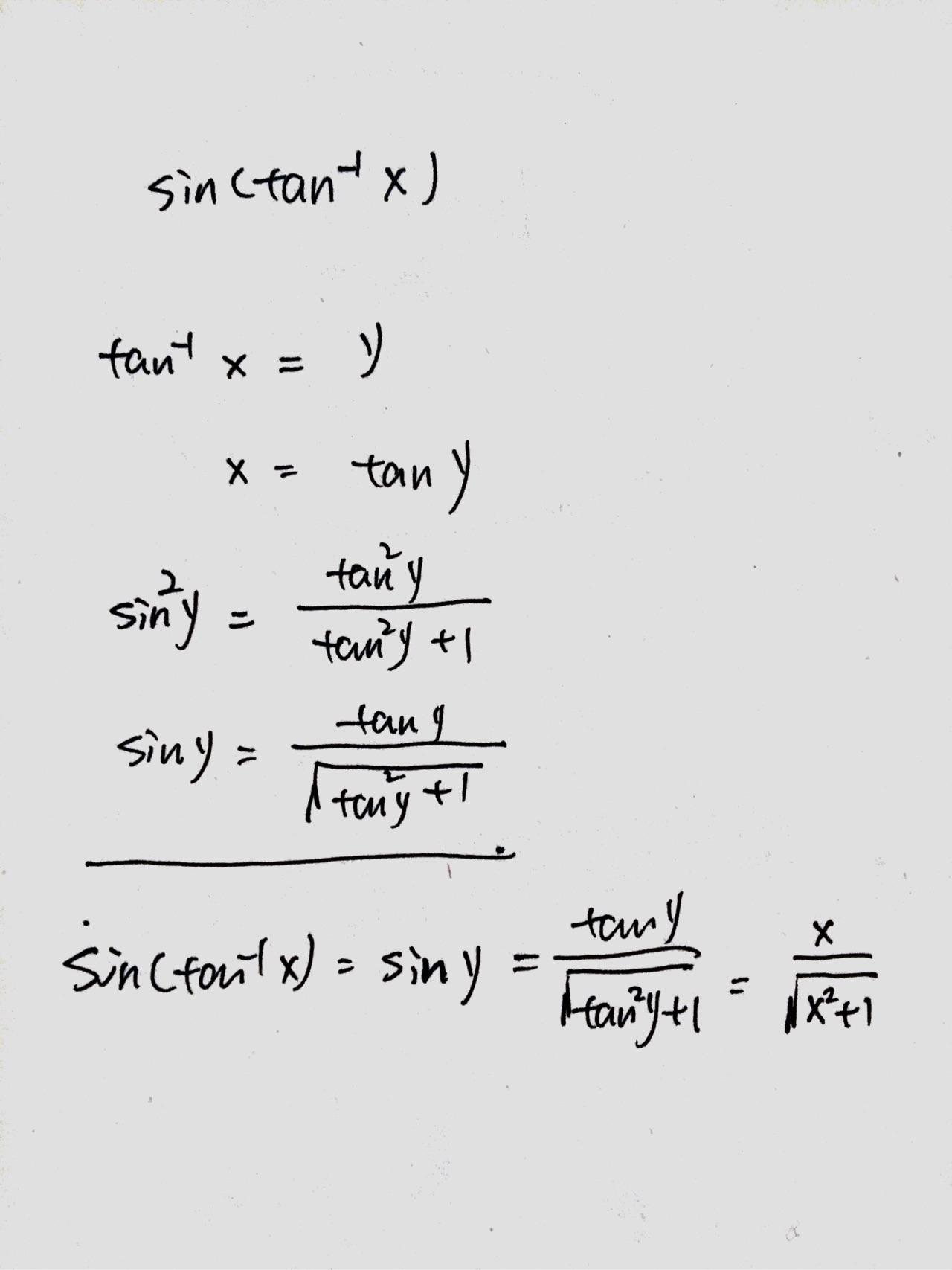 有大神们能帮我推导 sin(arctanx) 怎么得来的吗? 