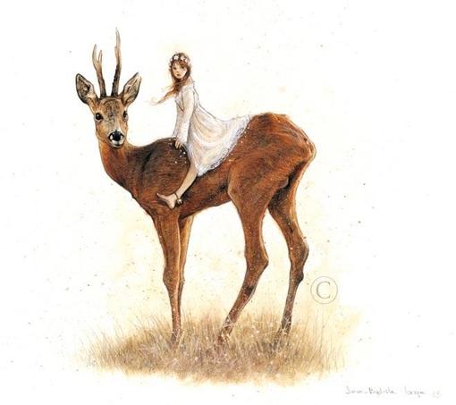 有关求麋鹿和少女系列题材的插画或者照片影片