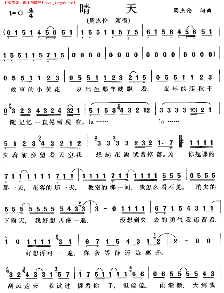 周杰伦的《晴天》前奏响起时,你们头脑中常常出现或者想起那些事情?