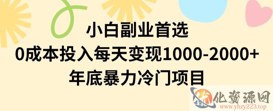 小白副业首选，0成本投入，每天变现1000-2000年底暴力冷门项目【揭秘】