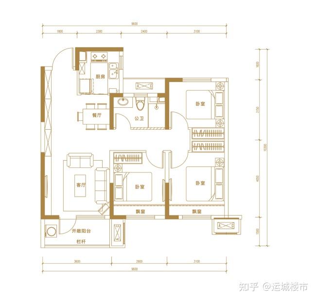 户型图抢先看!运城金科好运城95-140㎡学府美宅! - 知乎