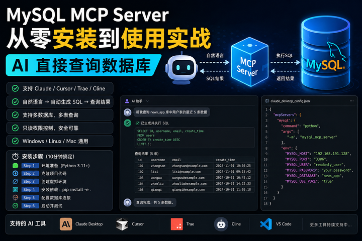 MySQL MCP Server 从零安装到使用实战，AI 直接查询数据库 - 知乎