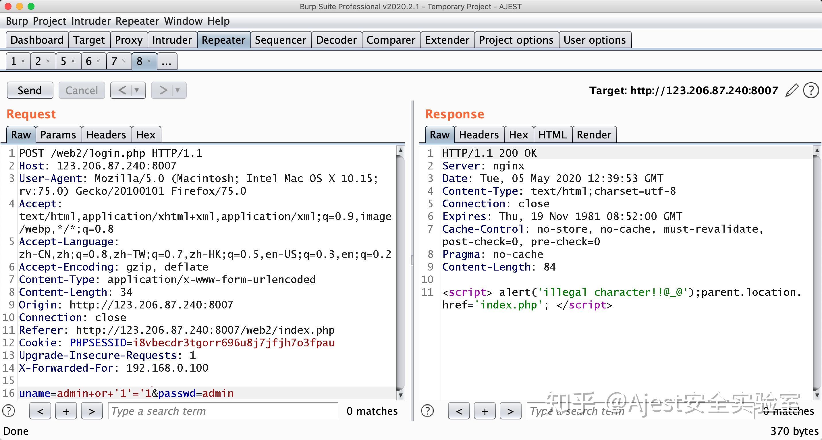 [CTF]BugkuCTF - Web - sql注入2 - 知乎