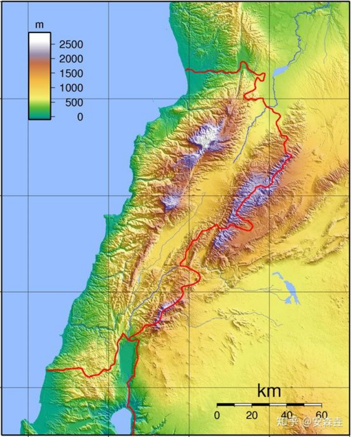 图 4:黎巴嫩地形