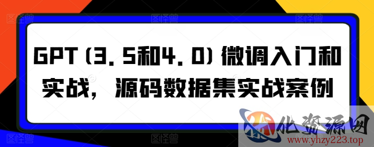 GPT(3.5和4.0)微调入门和实战，源码数据集实战案例