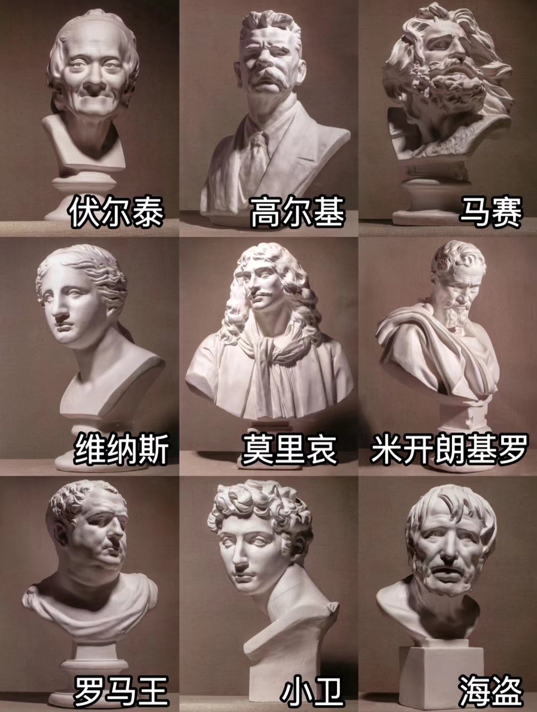 素描中的石膏像都是谁有名字嘛