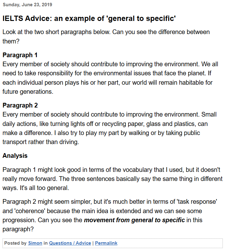 IELTS Advice: an example of 'general to specific' 雅思建议：“从一般到具体”的一个例子 - 知乎