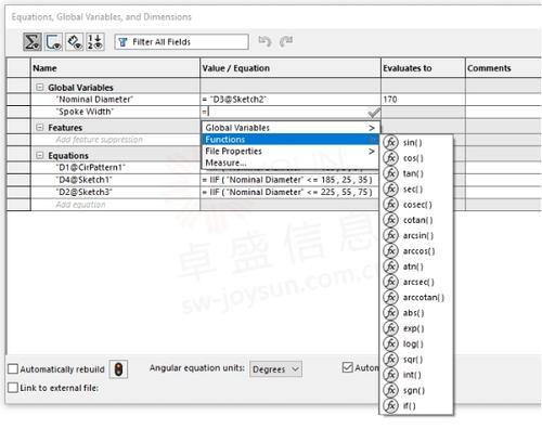 SOLIDWORKS 方程式中的条件语句 - 知乎