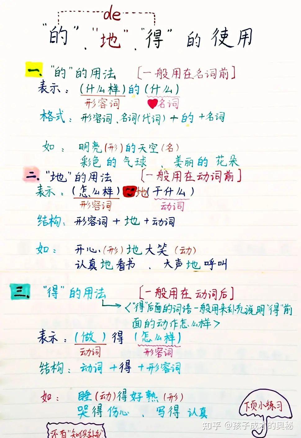 小学生的地得的用法小口诀加专项练习,收藏 - 知乎