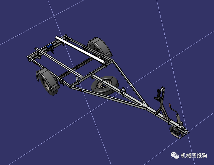 【其他车型】remorca小游艇拖车3d图纸 stp格式
