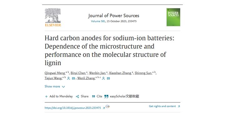 张文礼教授、王铁军教授,Journal of Power Sources观点:木质素结构对硬炭结构和性能的影响机制 - 知乎