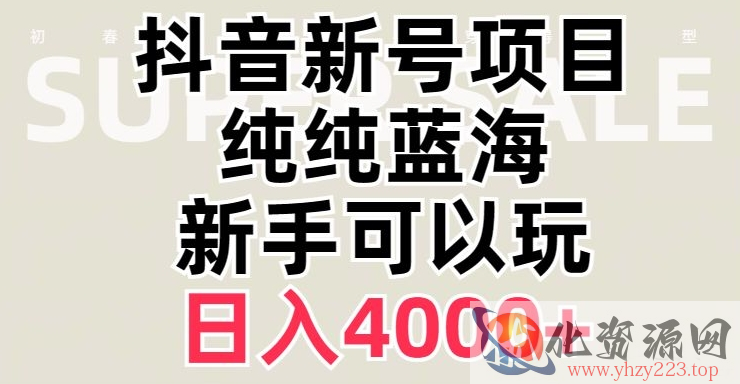 抖音蓝海赛道，必须是新账号，日入4000+【揭秘】