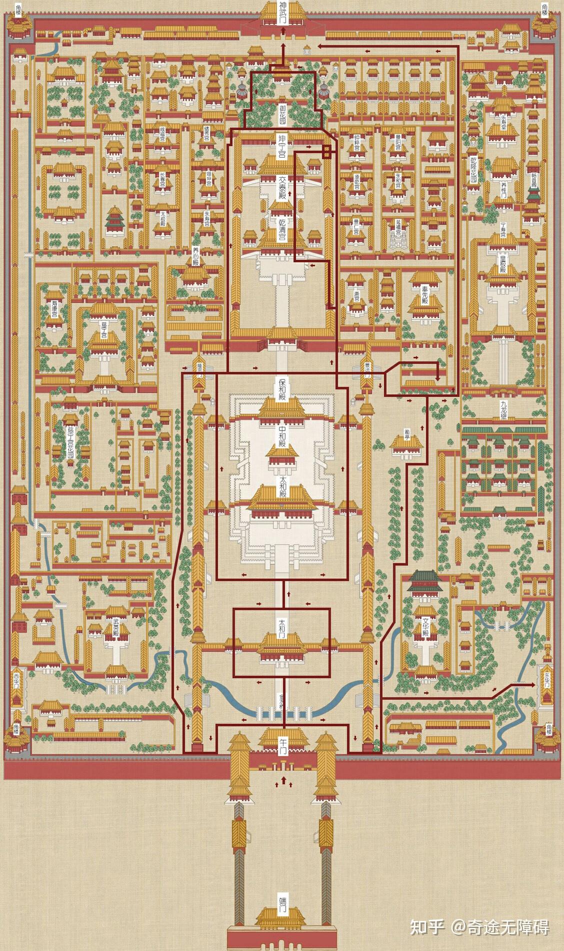 北京故宫平面图 手绘图片