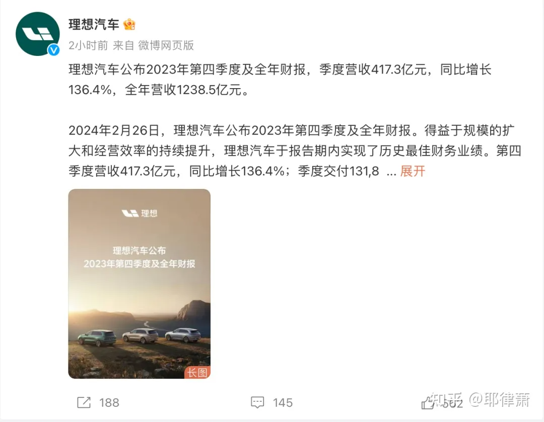理想汽车，去年挣了1000亿！ - 知乎