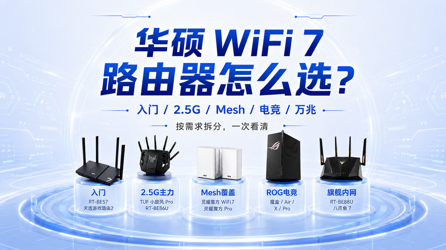 华硕WiFi7路由器怎么选?入门、2.5G、电竞、Mesh、万兆型号差异一次说清