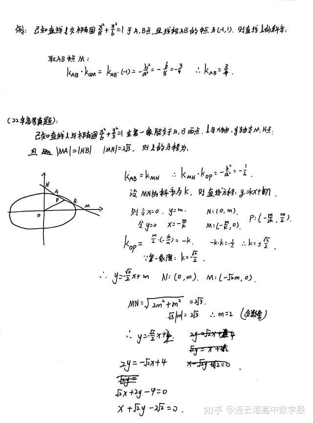 高中数学提分:点差法破解中点弦!22年新高考真题+定比点差入门 - 知乎