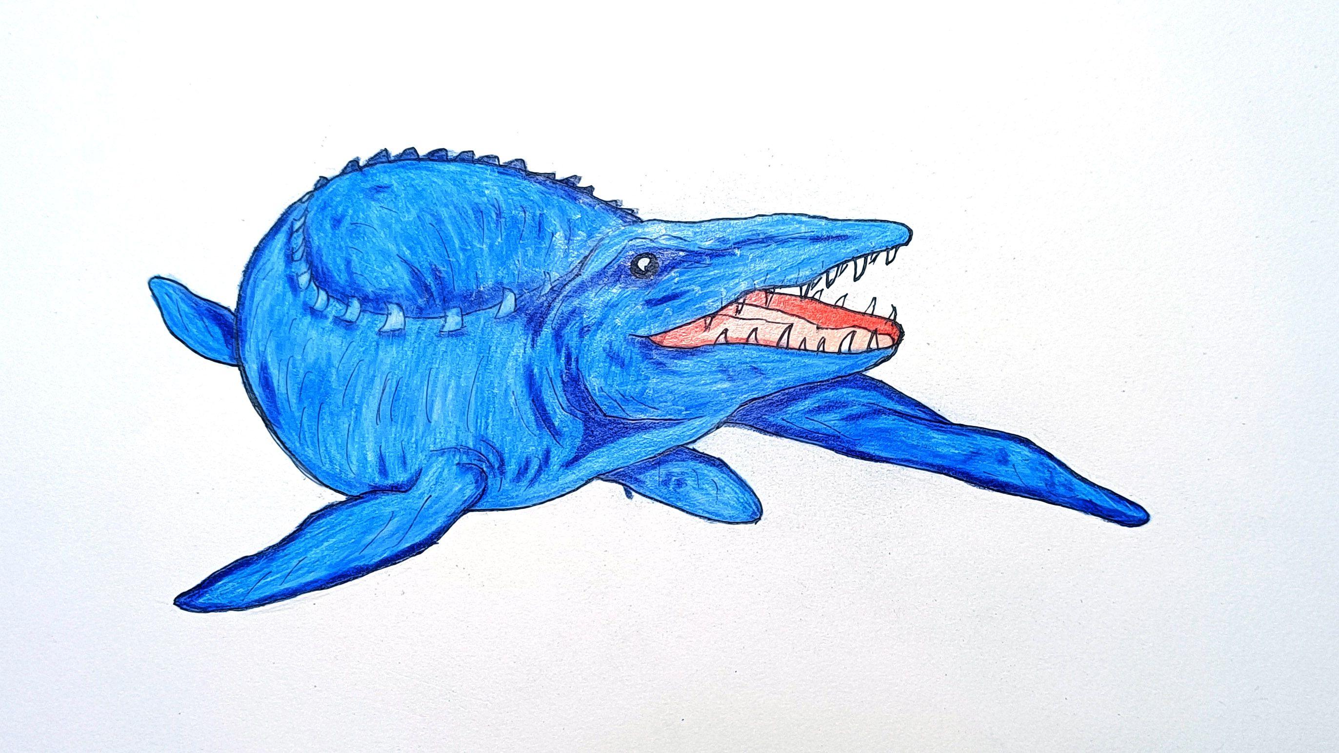 彩铅画怎样绘画侏罗纪世界沧龙