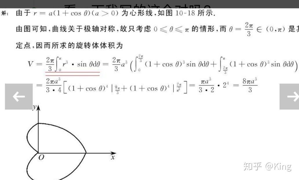 心形線ra1cosθ繞極軸旋轉一週產生立體的體積是多少