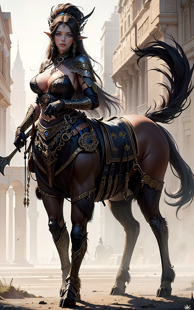 我将以上文字告诉ai,让它以此画出几张半人马的图画,请诸位品鉴.