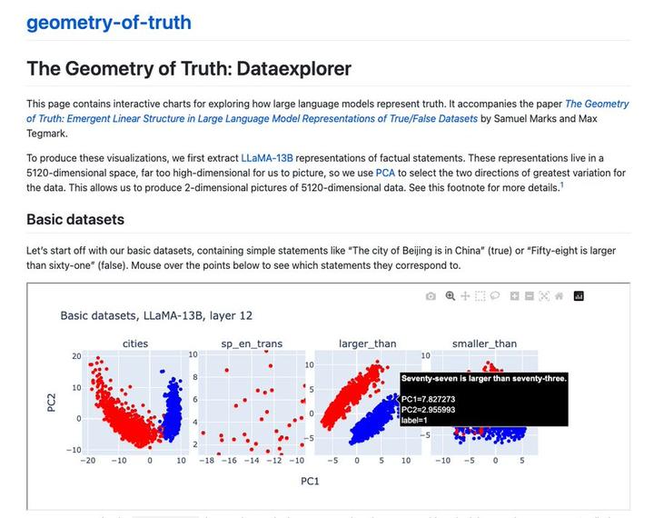 【llm数据集】真相的几何学：大型语言模型在真假数据集表示中出现的线性结构 知乎