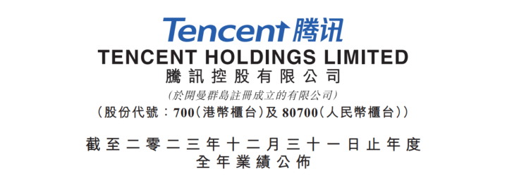腾讯控股公告「计划将 2024 年股份回购规模至少翻倍至超 1000 亿港元
