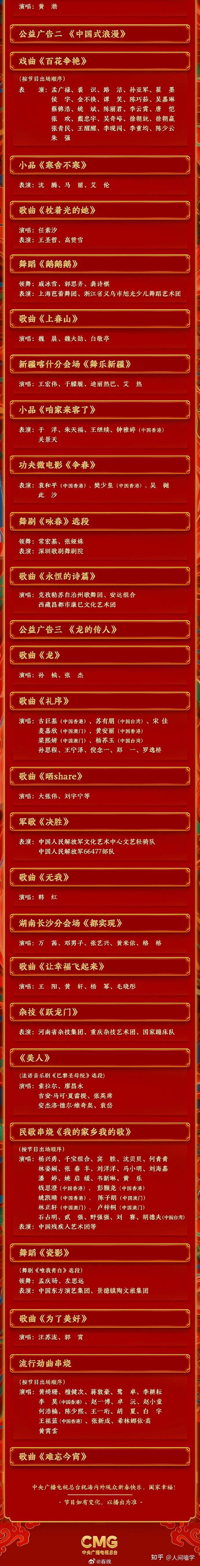 2024年央视春晚节目单出炉!主持阵容曝光! - 知乎