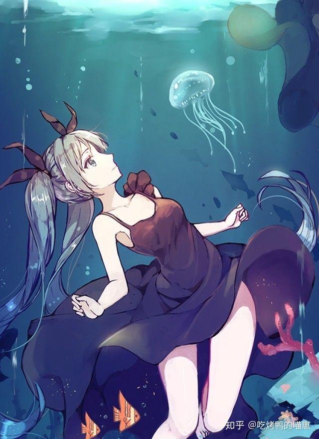 想找一张图片大概是一个人物或动物之类的正在深海里坠落的样子唯美一