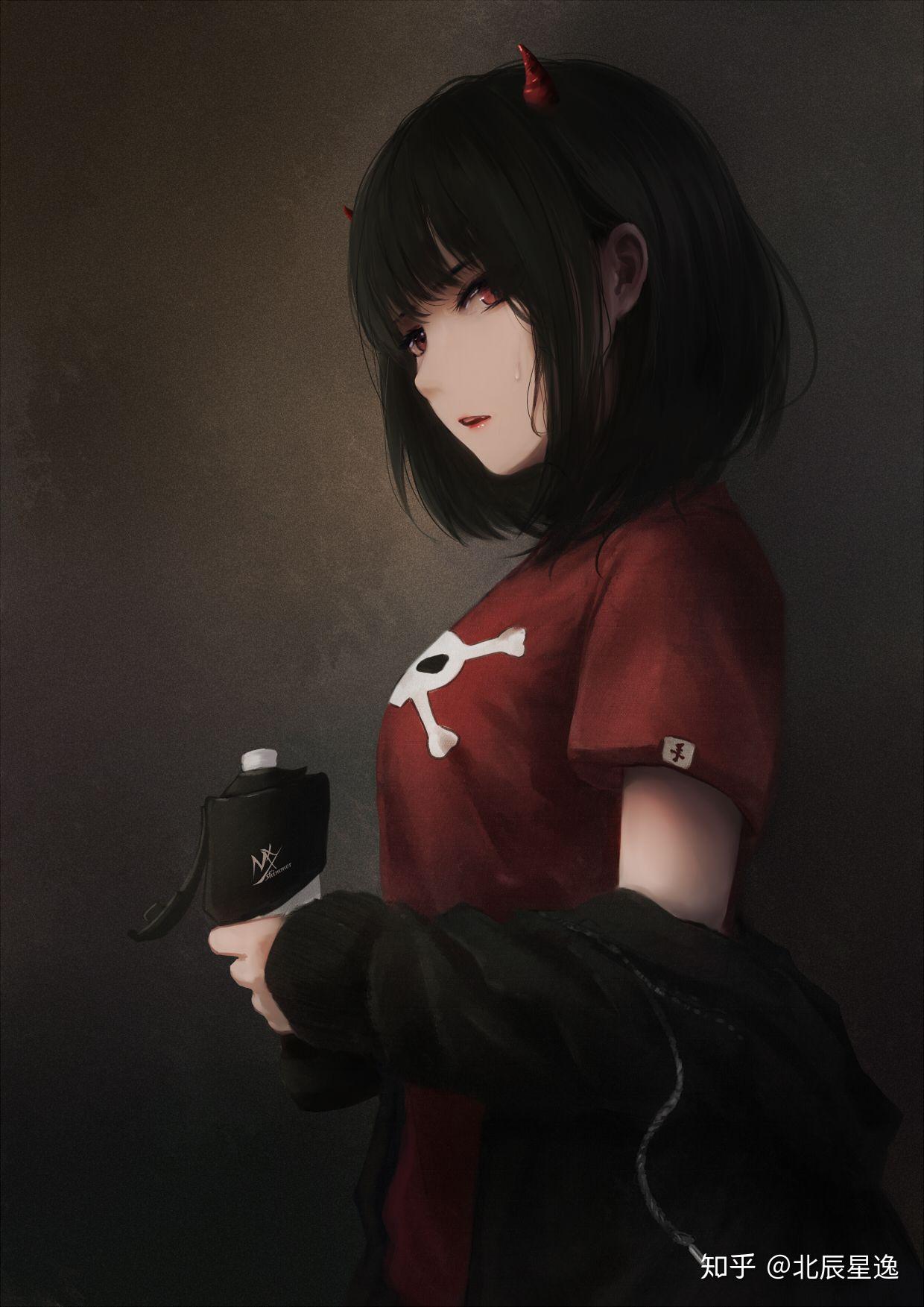 有什么好看的竖屏二次元妹子黑底色壁纸