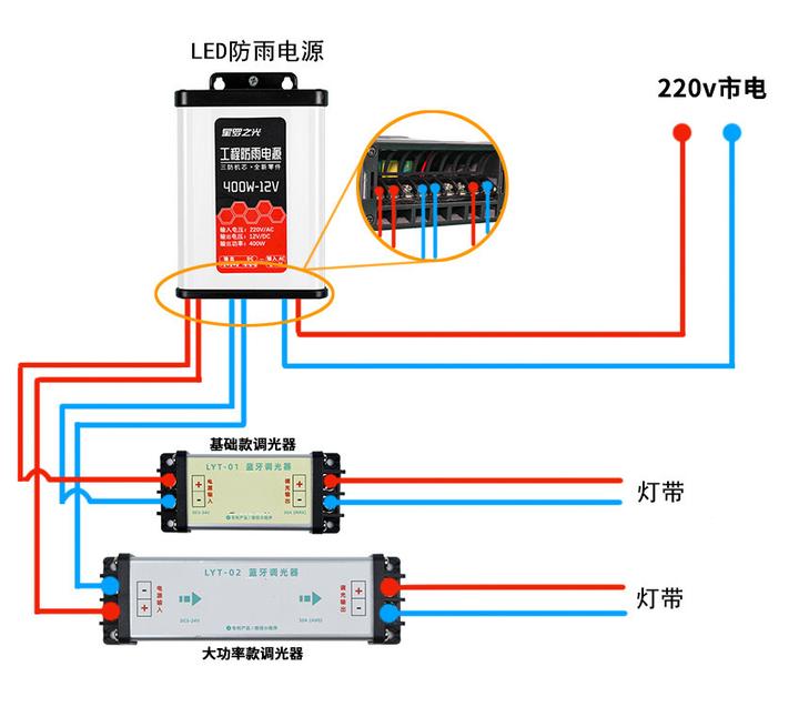 调光灯具接线图图片