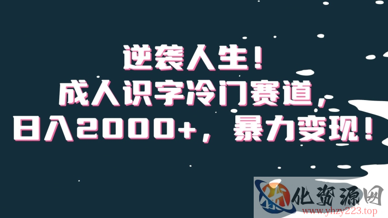 逆袭人生！成人识字冷门赛道，日入2000+，暴力变现！【揭秘】