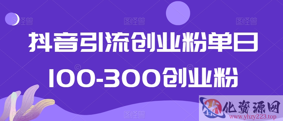 抖音引流创业粉单日100-300创业粉【揭秘】