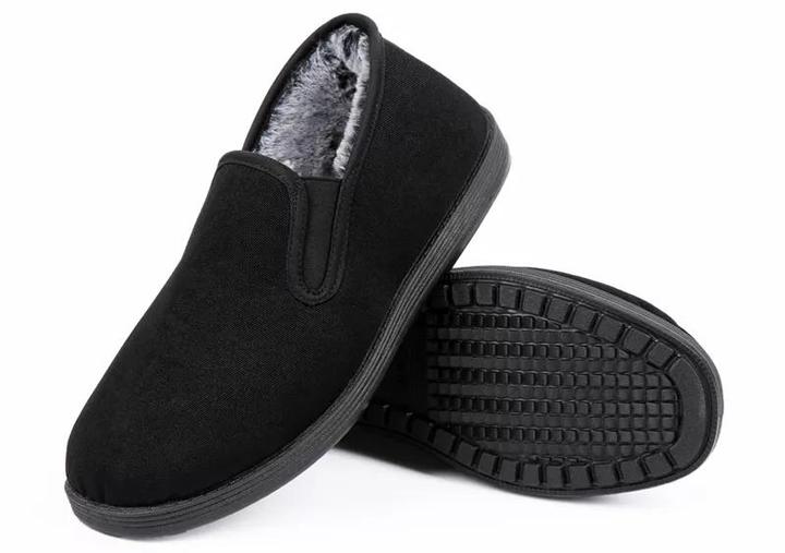 全黑色警察布鞋:加绒保暖,舒适防滑,办公室可穿