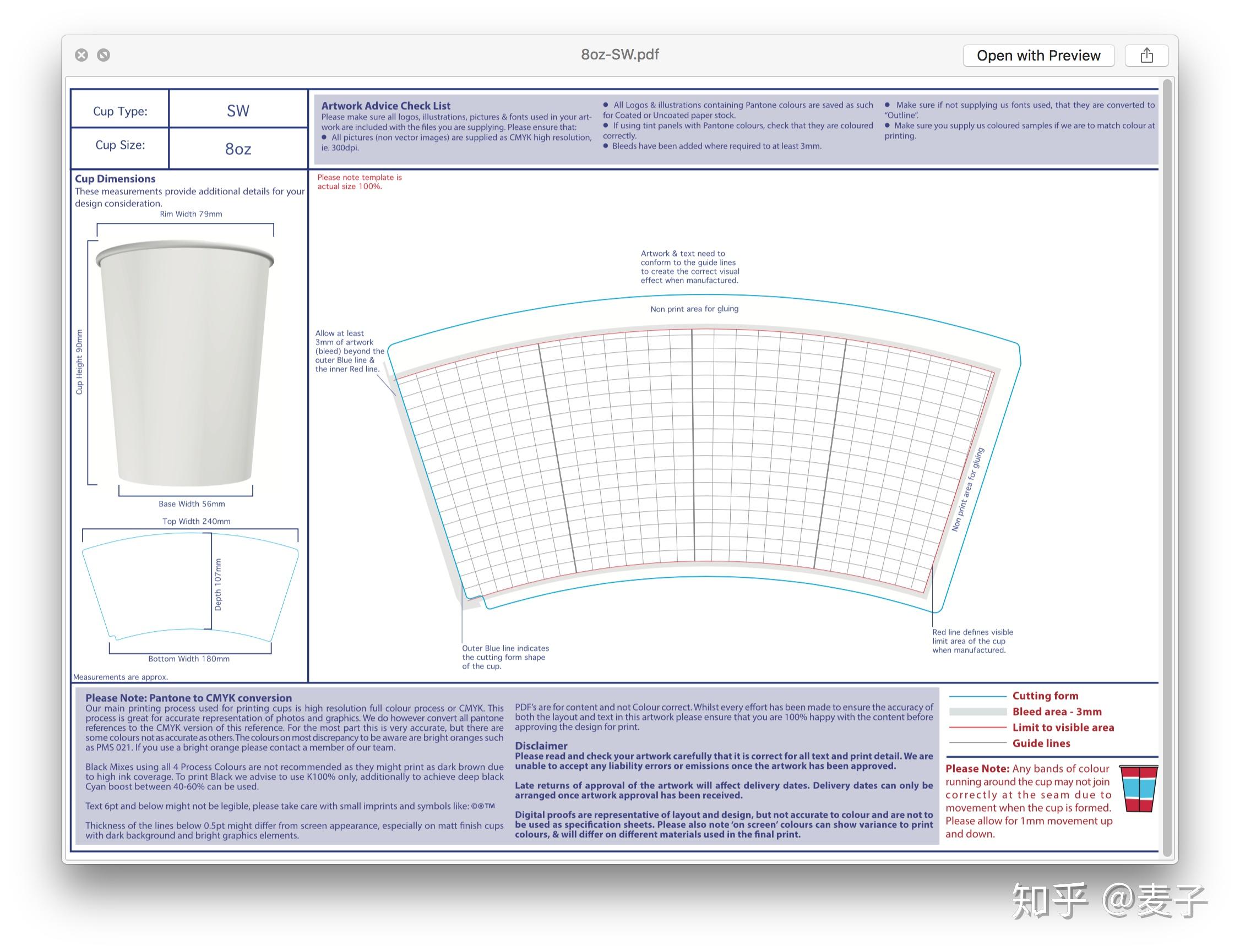 纸杯平面展开图 图案需要根据弧度变形吗?