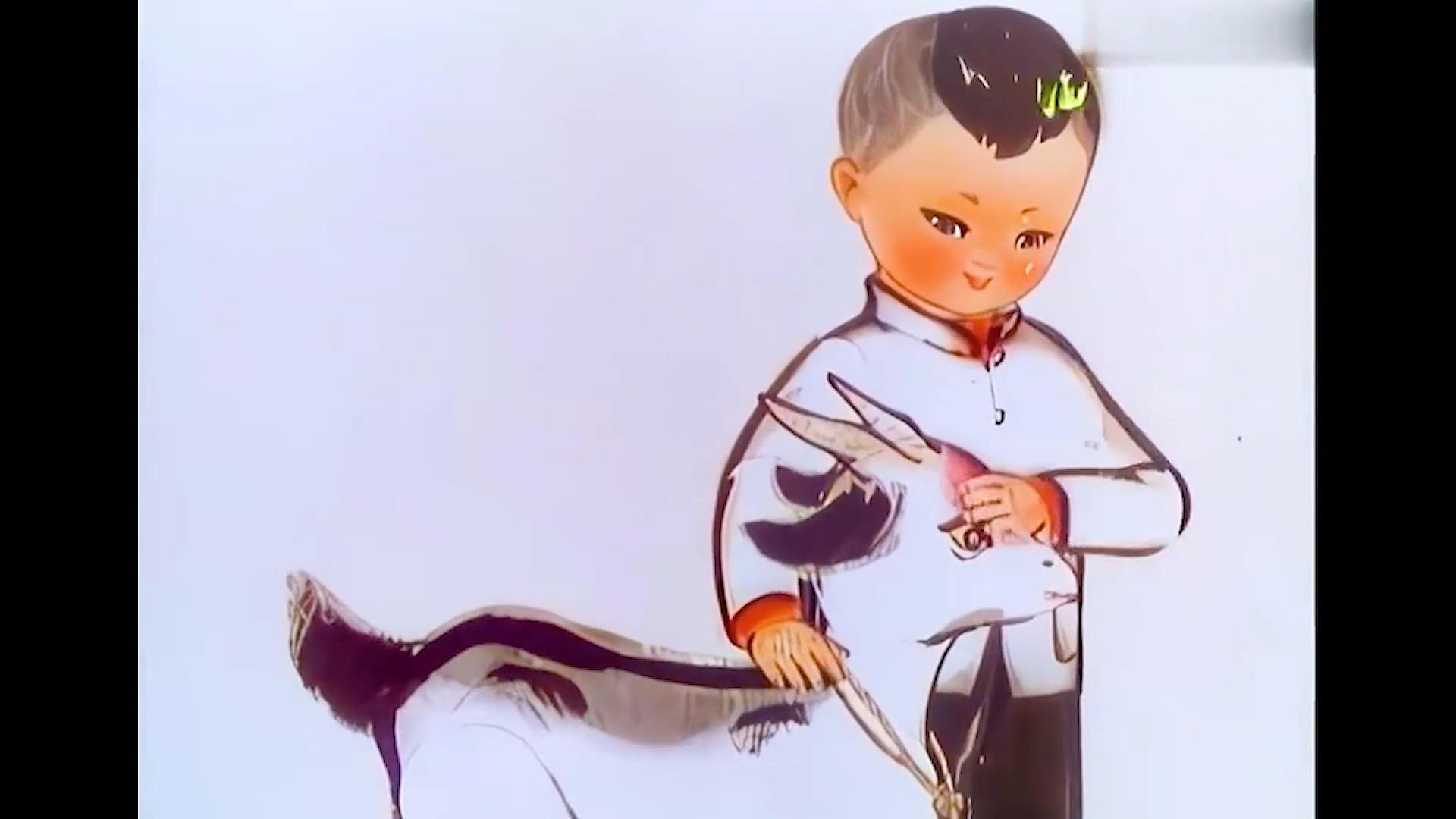 60年前的国产水墨动画小男孩捡到一只羊却还了3只回去