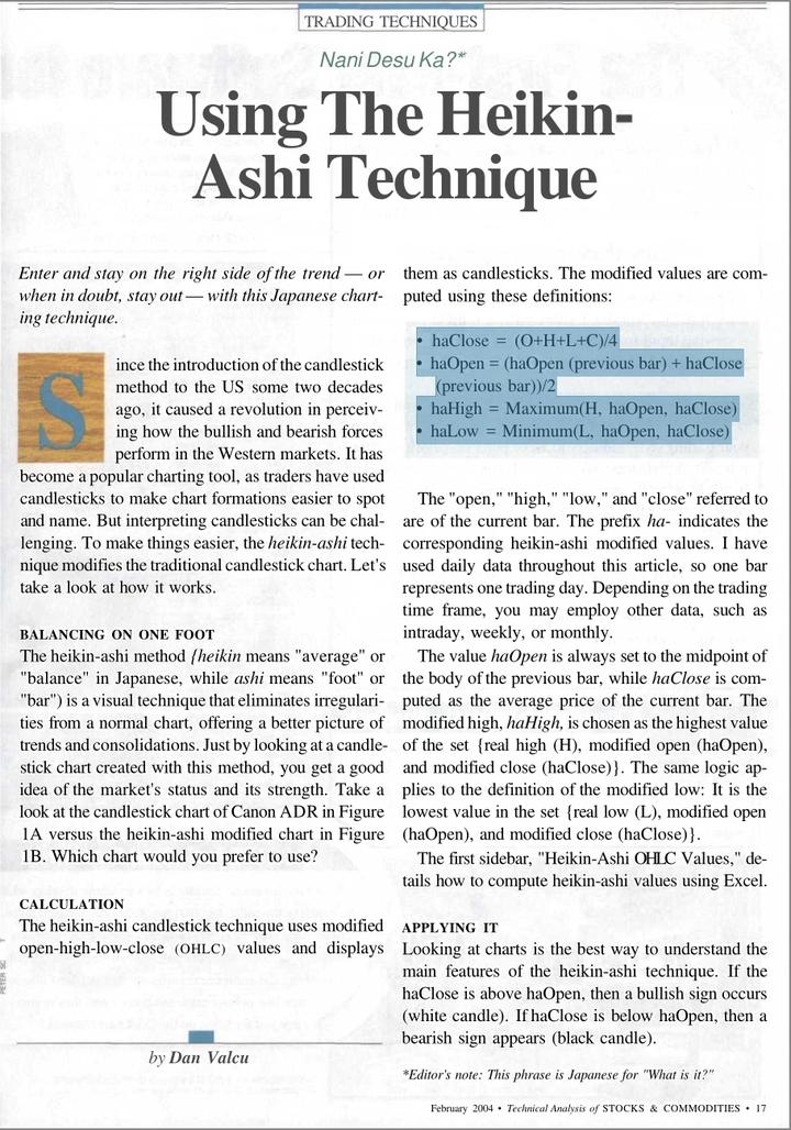 使用Heikin Ashi技术（Using The Heikin Ashi Technique D Valcu）使用平均K线技术 - 知乎