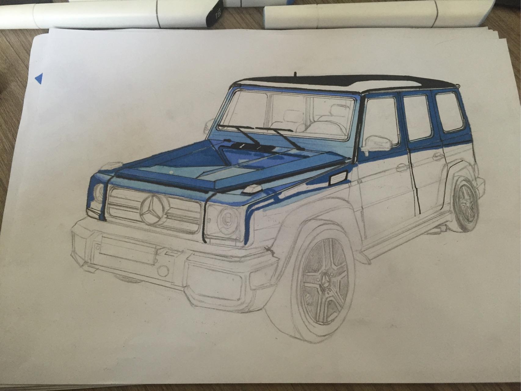 如何用马克笔画好一辆车