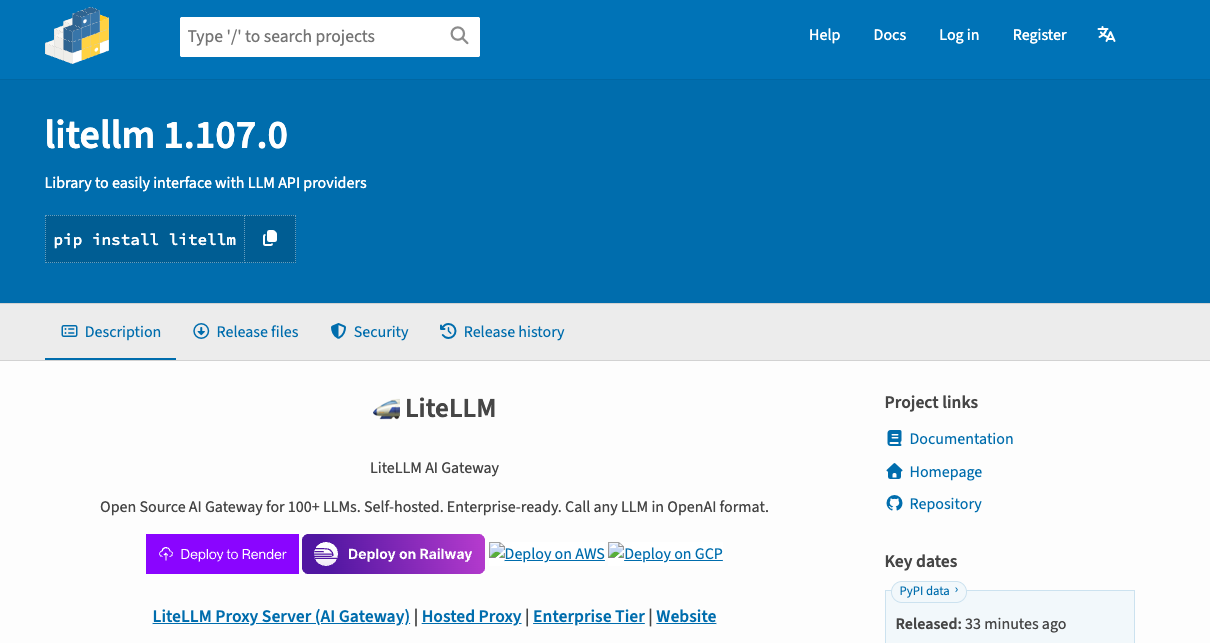 AI 网关 LiteLLM 再次被劫持：恶意 1.107.0 Wheel 窃取凭据并加载远程代码 - 知乎