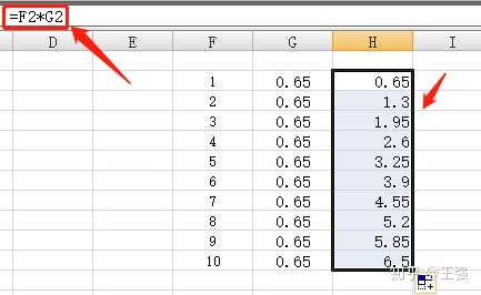 excel表格中如何把前一列數乘百分之六十五,計算結果到後一列數中?