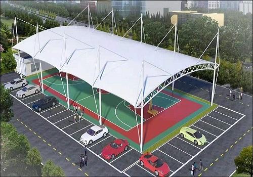 室外篮球场加盖遮阳遮雨顶棚一般选用什么材料呢?