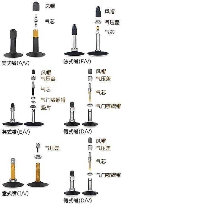 自行车轮胎气嘴类型