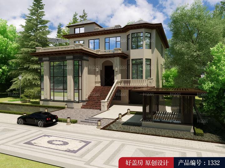 一楼架空二层别墅图片