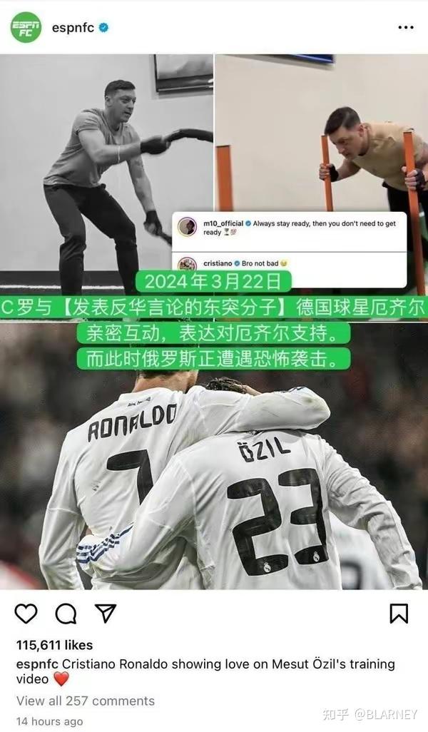 在厄齐尔ins下发表评论"bro not bad"?