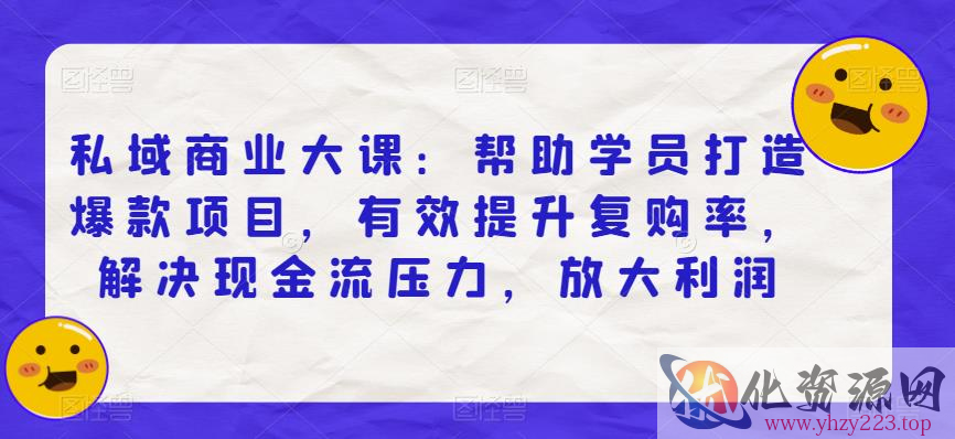 私域商业大课：帮助学员打造爆款项目，有效提升复购率，解决现金流压力，放大利润