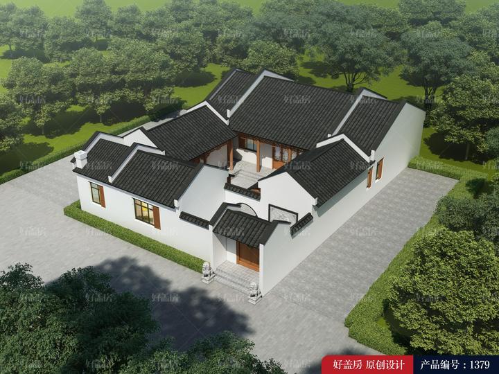 一层仿古四合院效果图